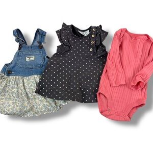 Oshkosh B'Gosh Size 12 Mo Denim Dress & Romper Bundle Summer Cowgirl Country